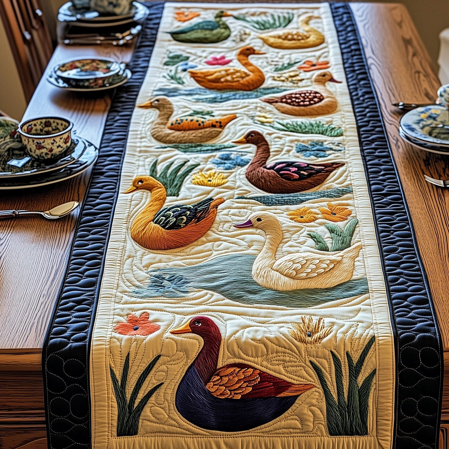 Rustic Duck Parade Quilted Table Runner GFTOTP6250