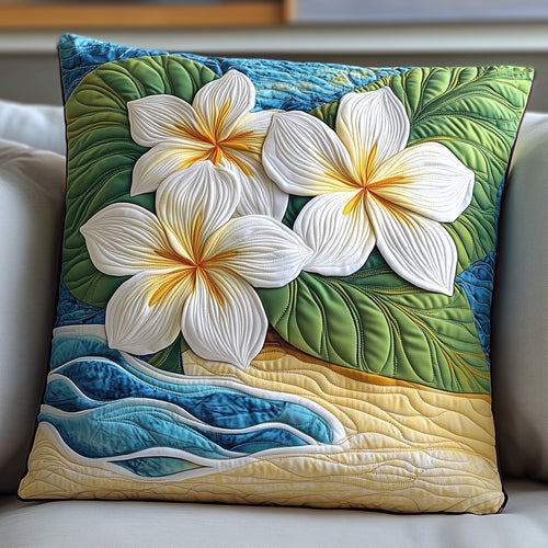 Seaside Blossom Plumera Quilted Pillow Case GFTOTP6278