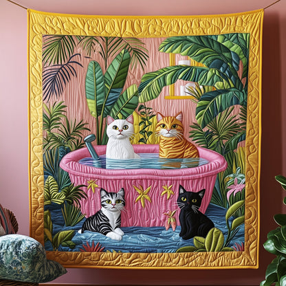 Cat Tropical Bathtub Quilted Blanket GFTOTP6299