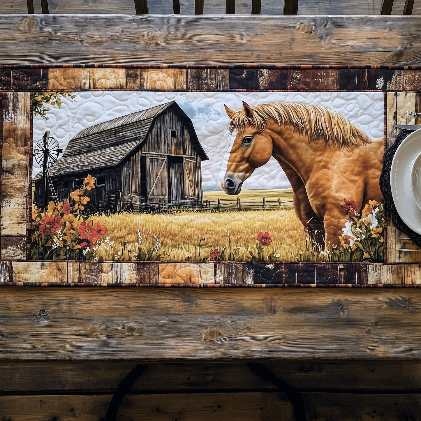 Rustic Horse Quilted Table Runner GFTOTP6482