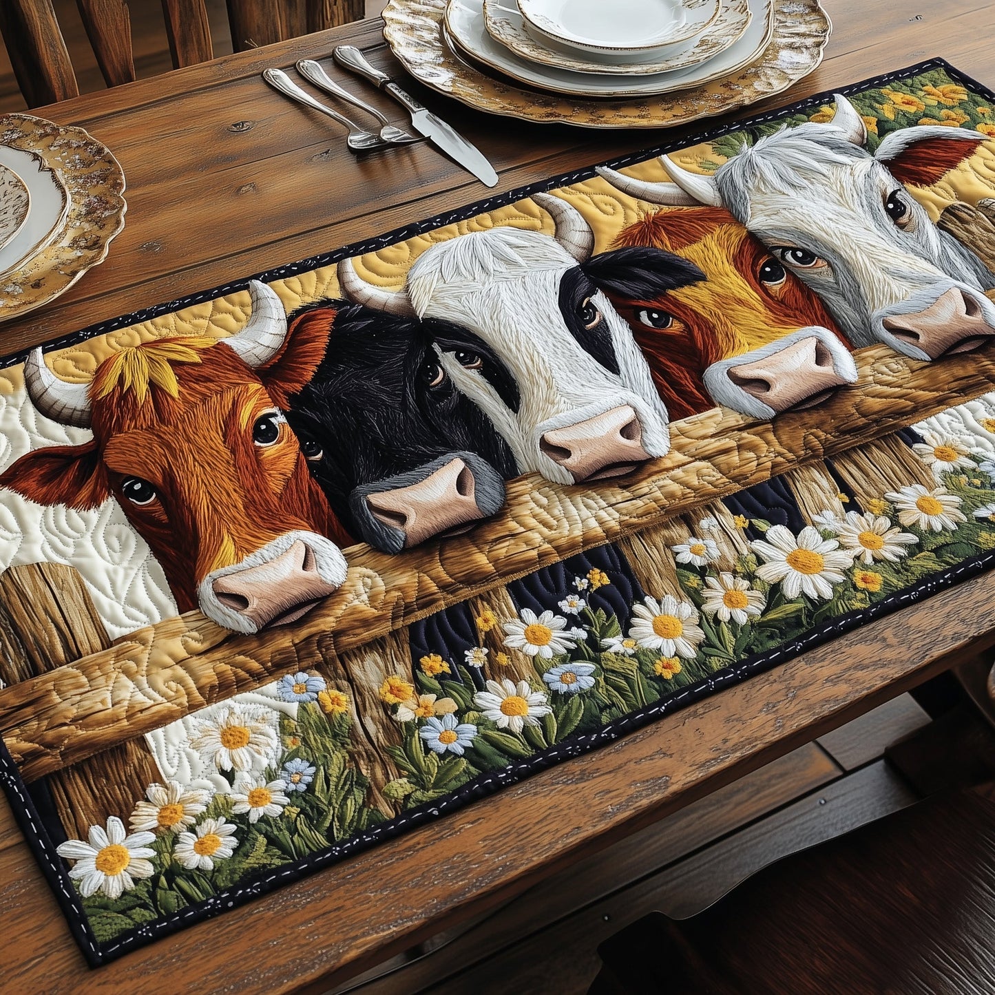 Farmyard Friends Quilted Table Runner GFTOTP6491