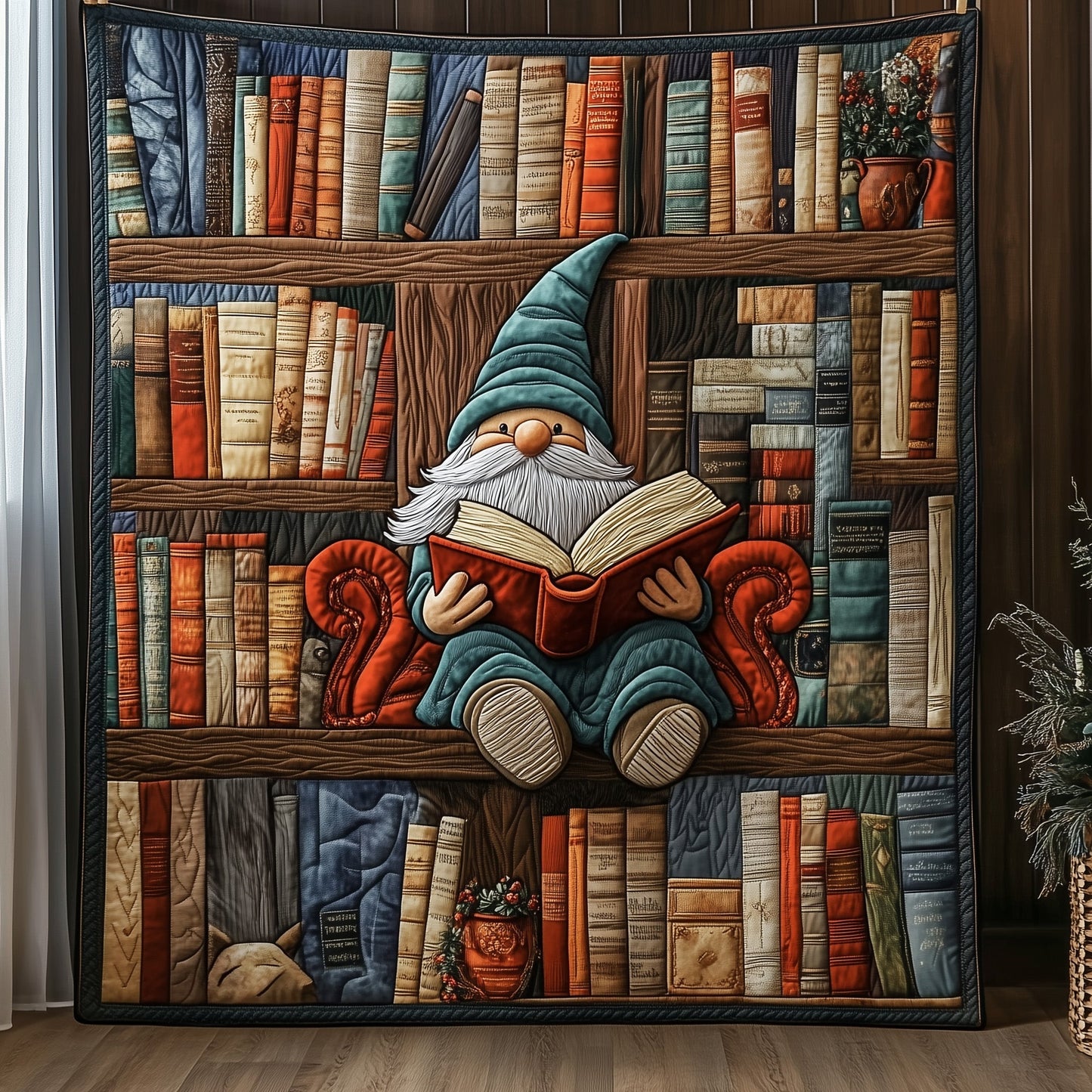 Book Nook Gnome Quilted Blanket GFTOTP6500
