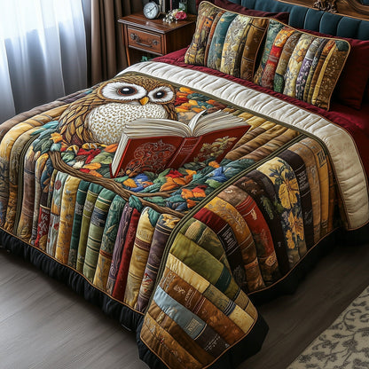 Owl Night Reader 3-Piece Quilted Bedding Set GFTOTP6511