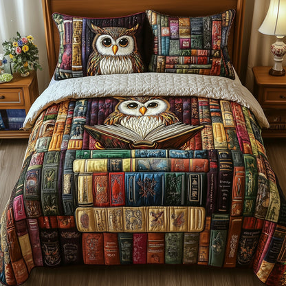 Owl Night Reader 3-Piece Quilted Bedding Set GFTOTP6513