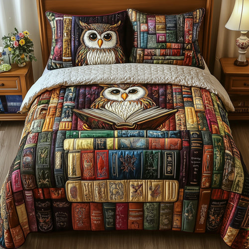 Owl Night Reader 3-Piece Quilted Bedding Set GFTOTP6513