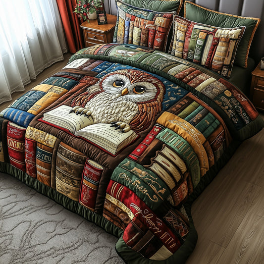Owl Night Reader 3-Piece Quilted Bedding Set GFTOTP6515