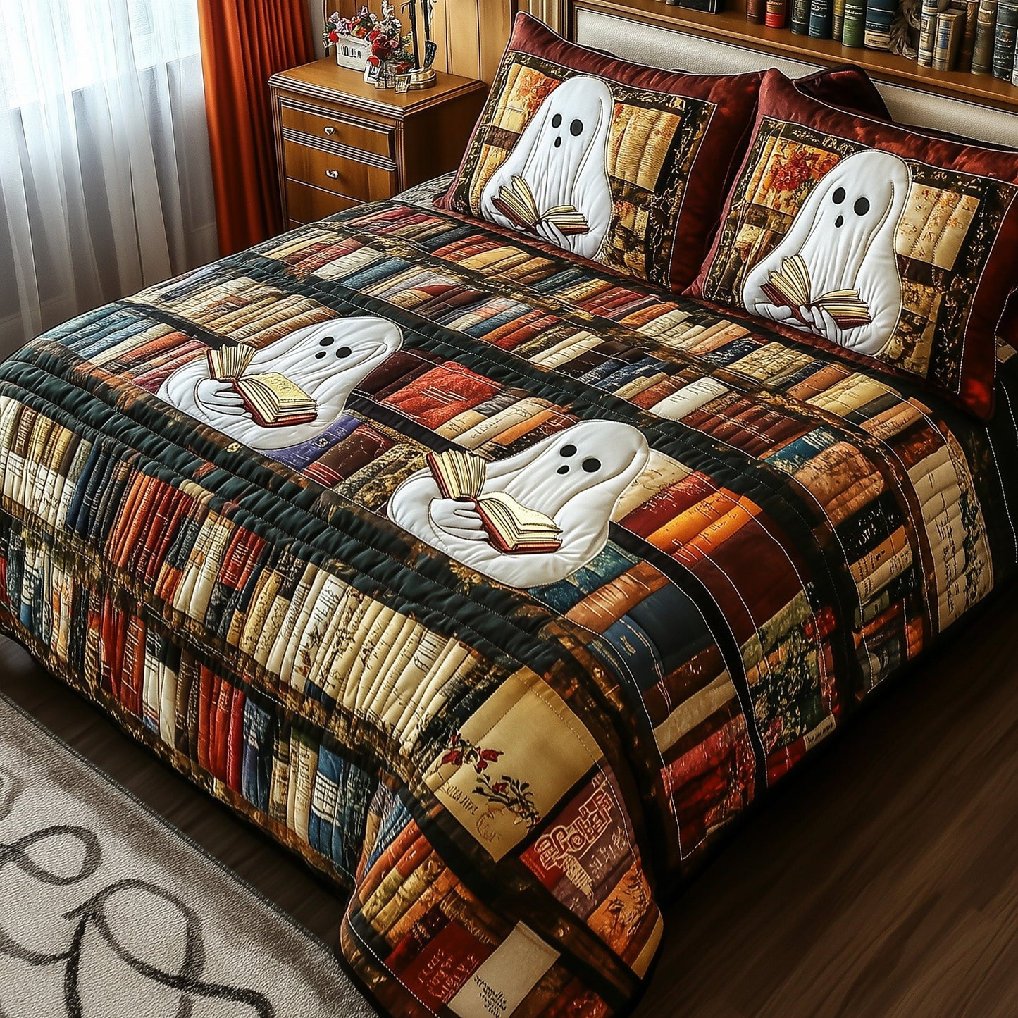 Book Ghost 3-Piece Quilted Bedding Set GFTOTP6523