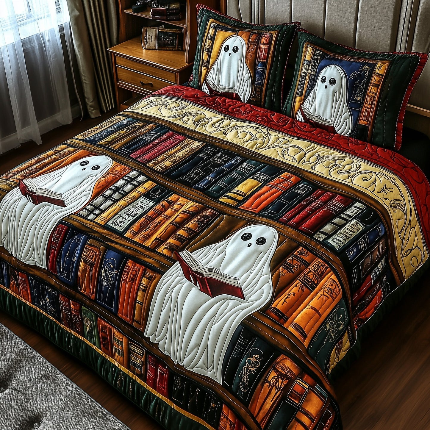 Book Ghost 3-Piece Quilted Bedding Set GFTOTP6525
