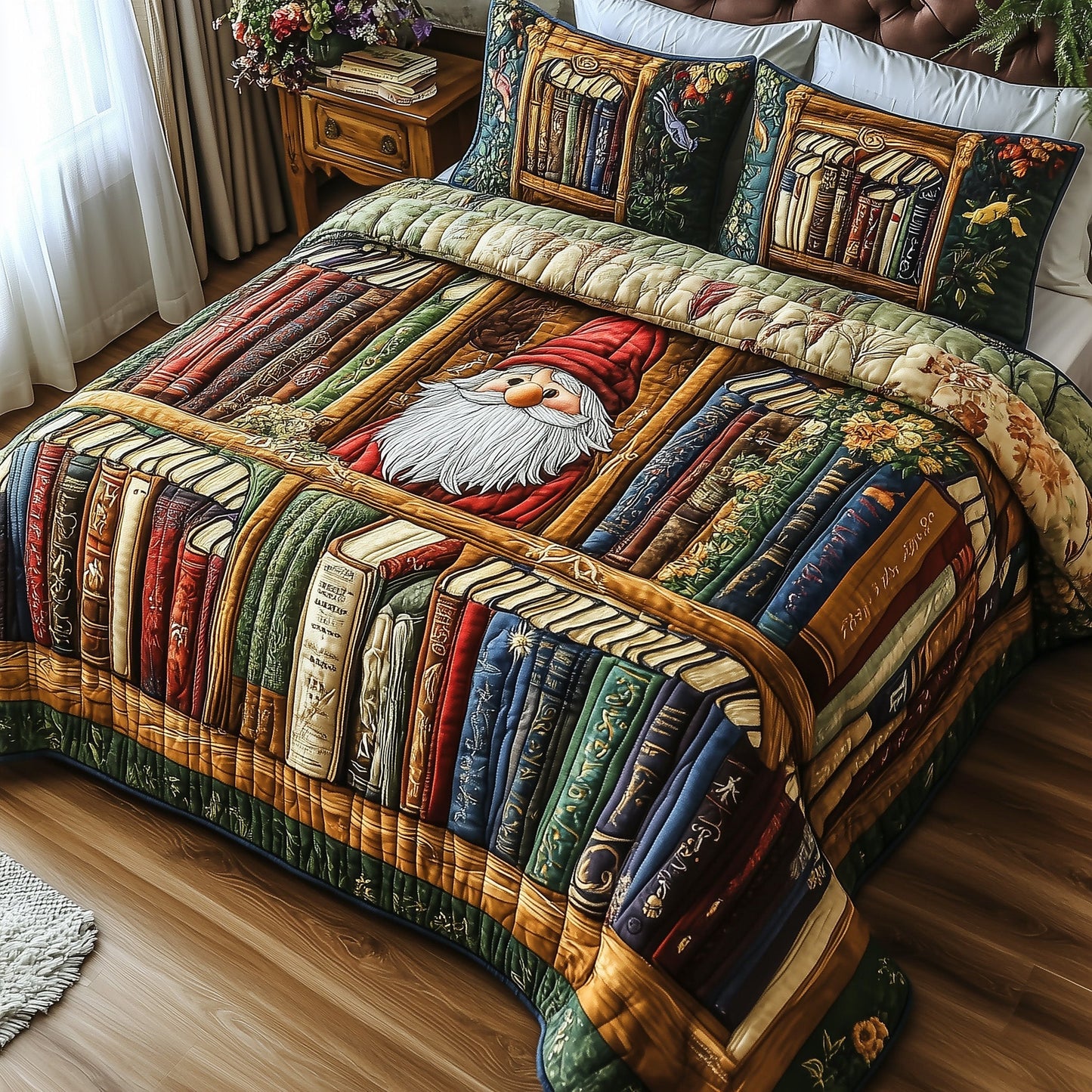 Book Gnome 3-Piece Quilted Bedding Set GFTOTP6528