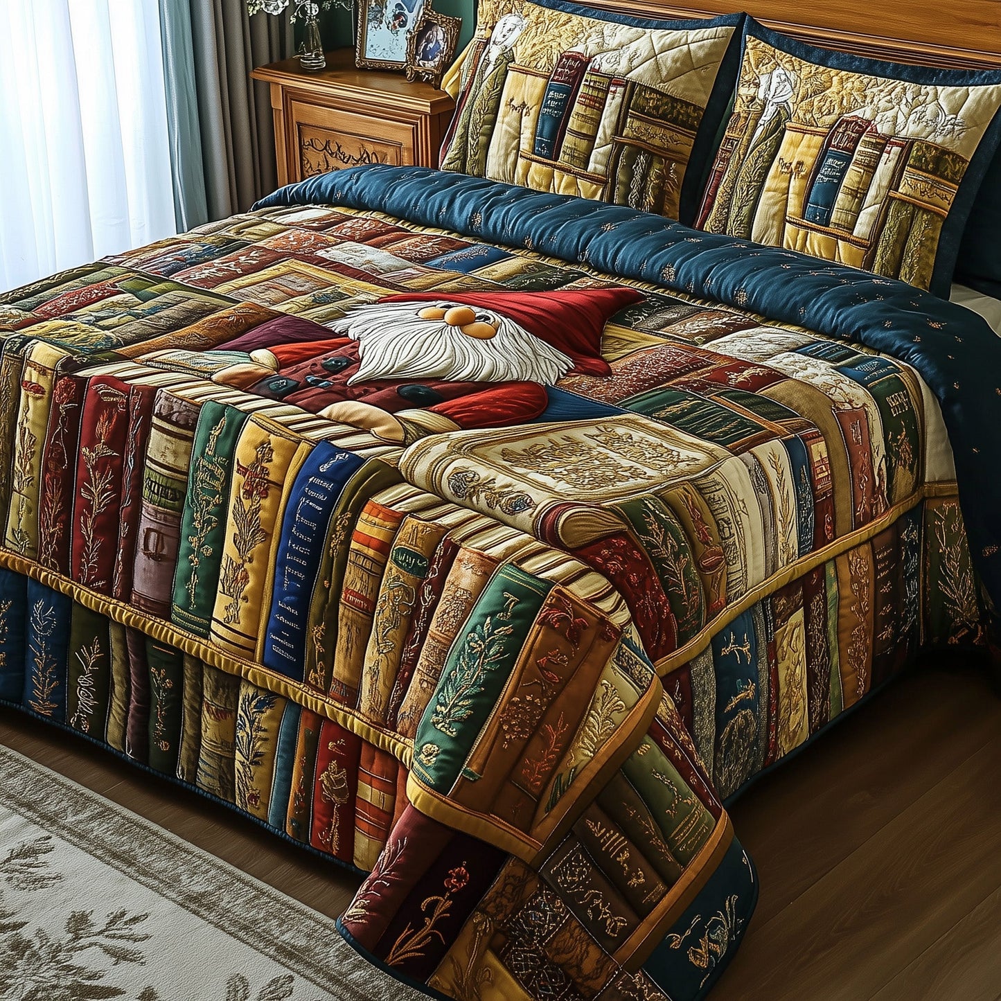 Book Gnome 3-Piece Quilted Bedding Set GFTOTP6529