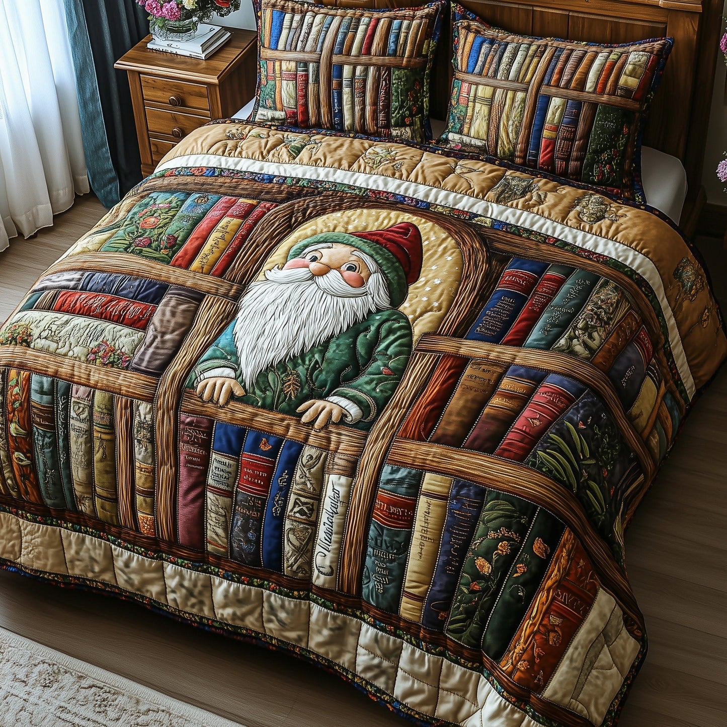 Book Gnome 3-Piece Quilted Bedding Set GFTOTP6530