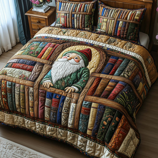 Book Gnome 3-Piece Quilted Bedding Set GFTOTP6530