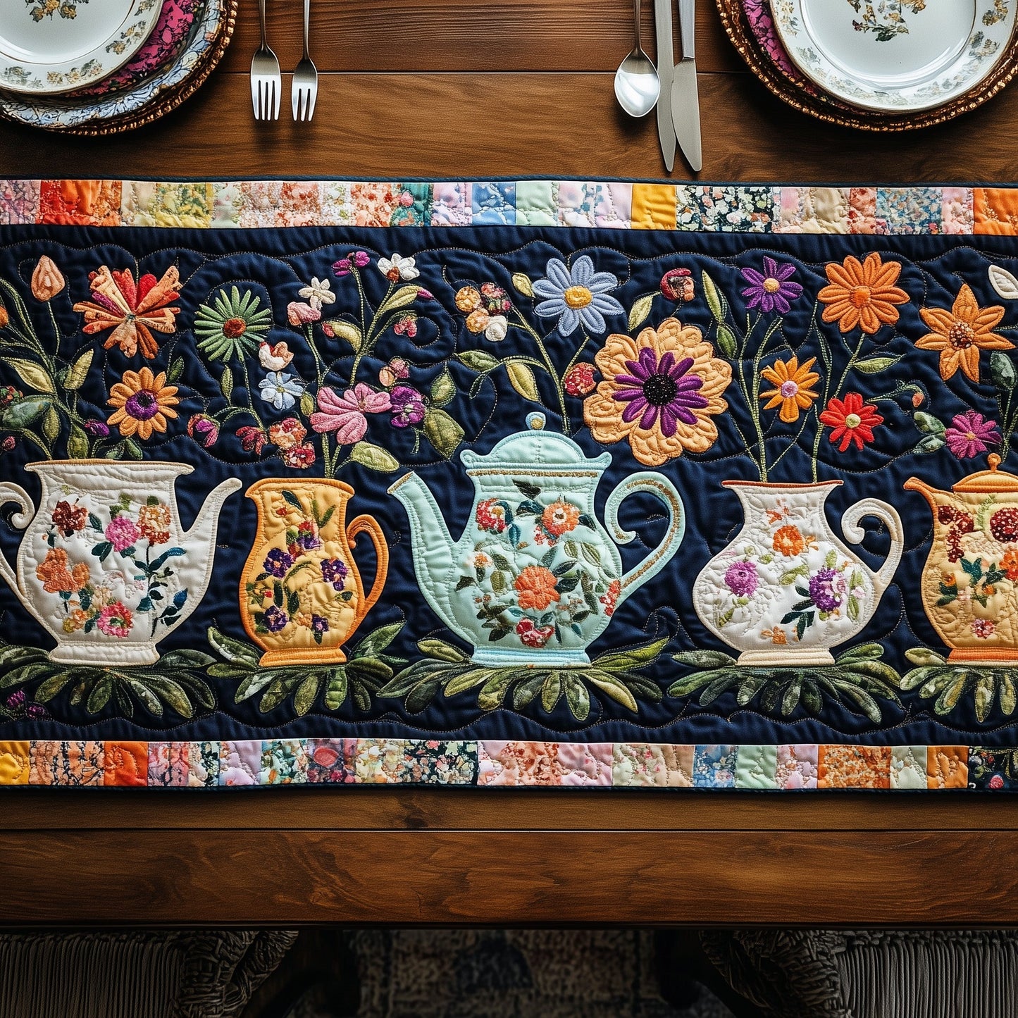 Tea Time Charm Quilted Table Runner GFTOTP6543