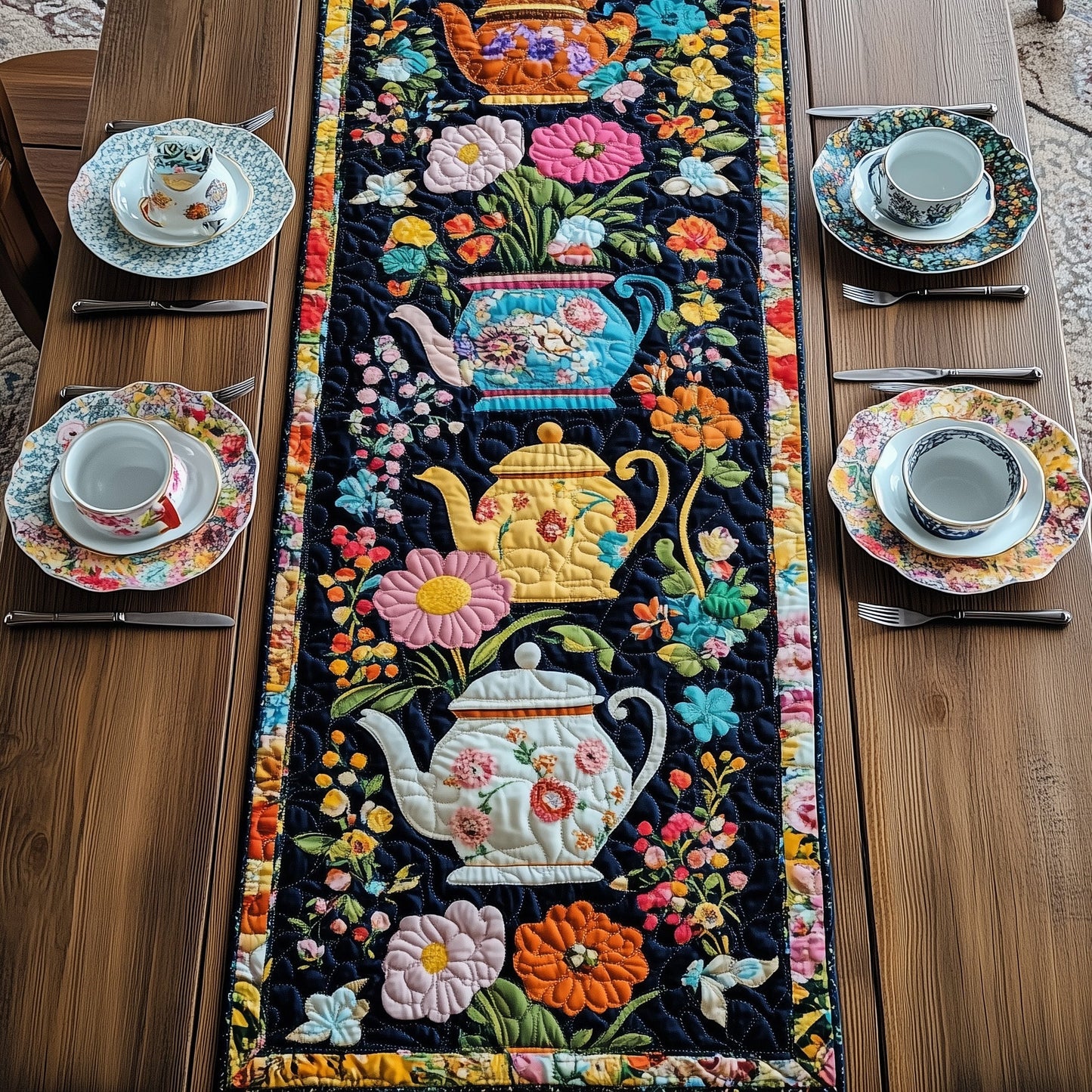 Tea Time Charm Quilted Table Runner GFTOTP6545
