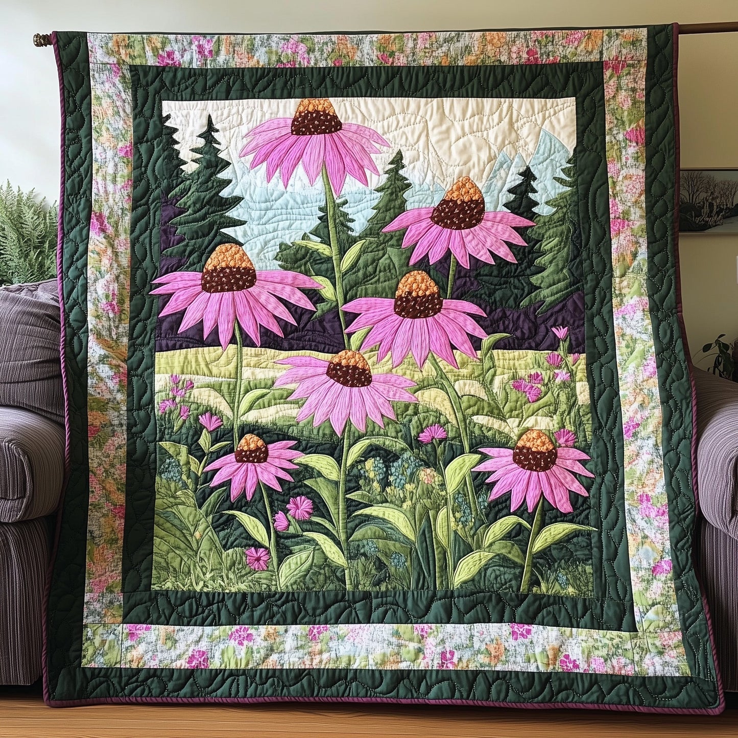 Coneflower Meadow Quilted Blanket GFTOTP6548