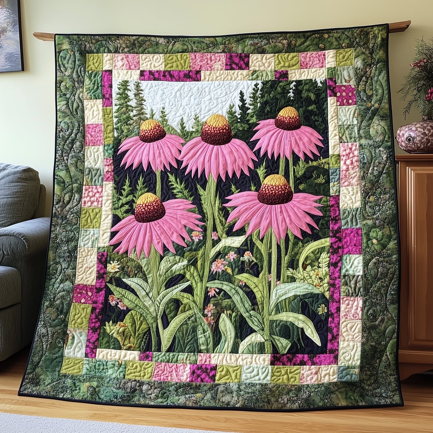 Coneflower Meadow Quilted Blanket GFTOTP6550