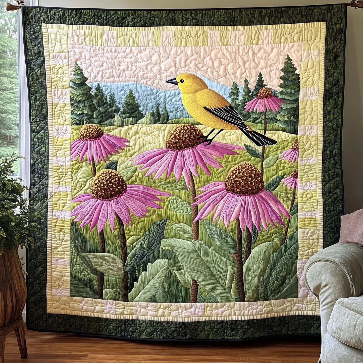 Coneflower Meadow Quilted Blanket GFTOTP6551
