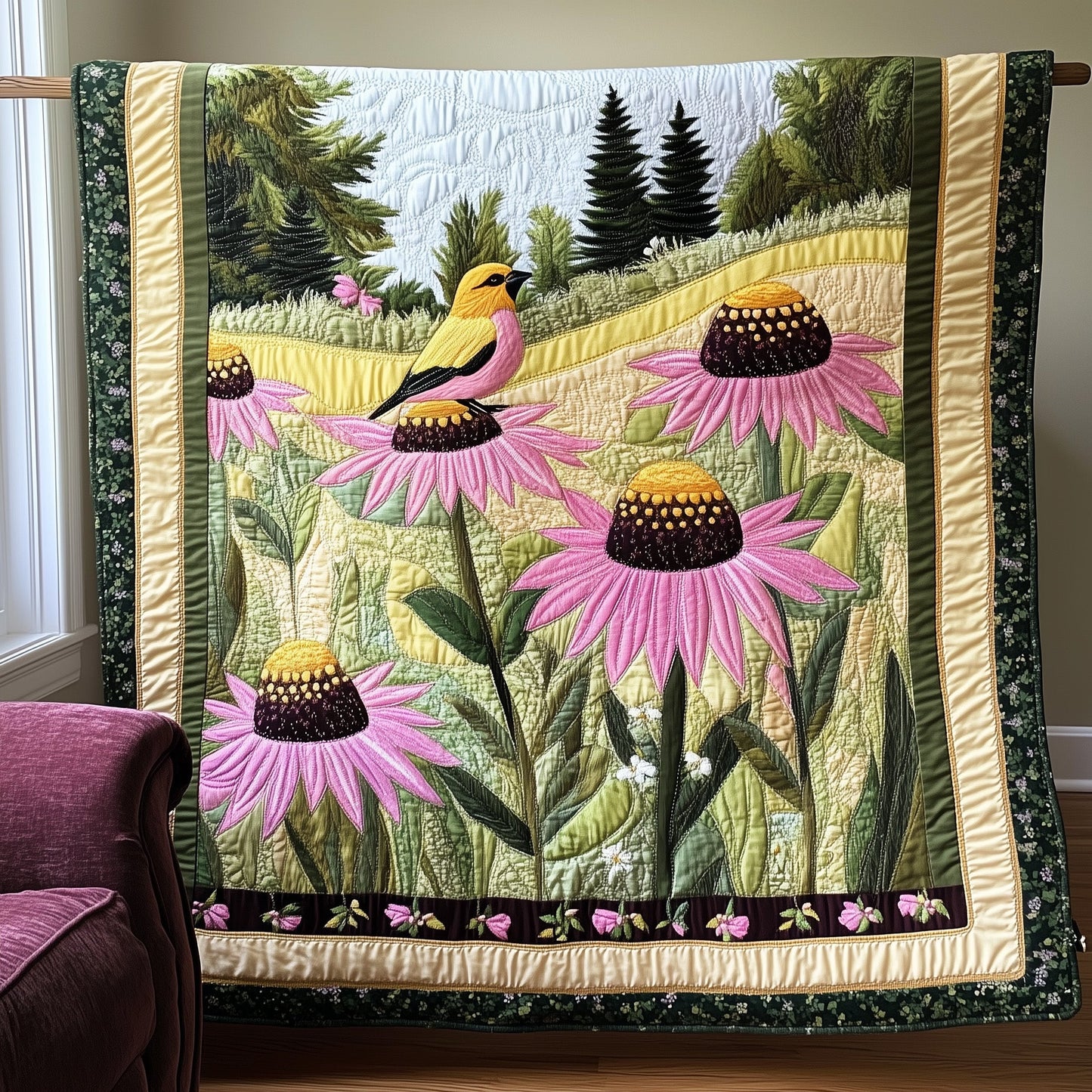 Coneflower Meadow Quilted Blanket GFTOTP6552