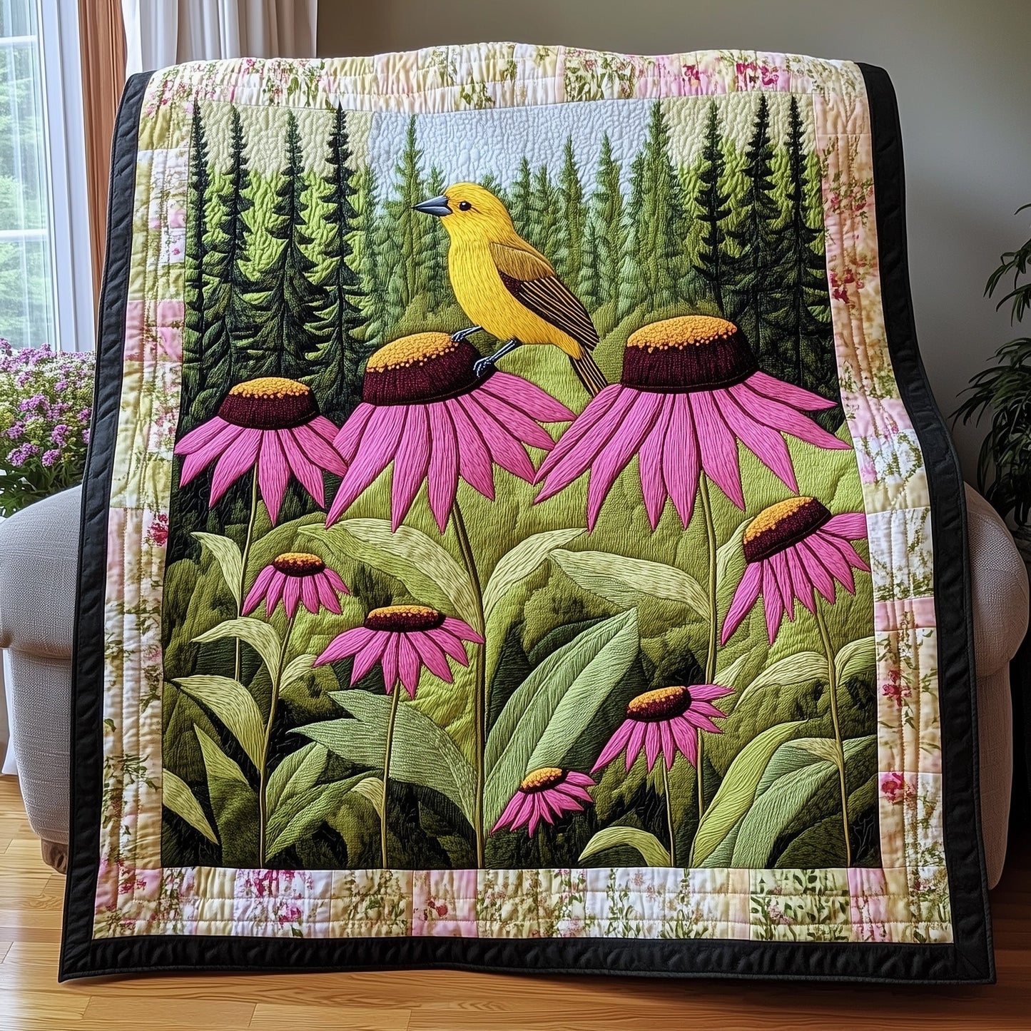 Coneflower Meadow Quilted Blanket GFTOTP6554