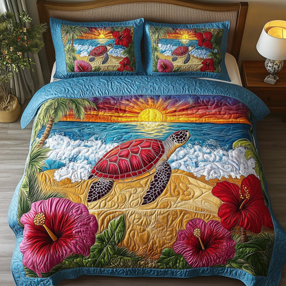 Golden Horizon Turtle 3-Piece Quilted Bedding Set GFTOTP6670
