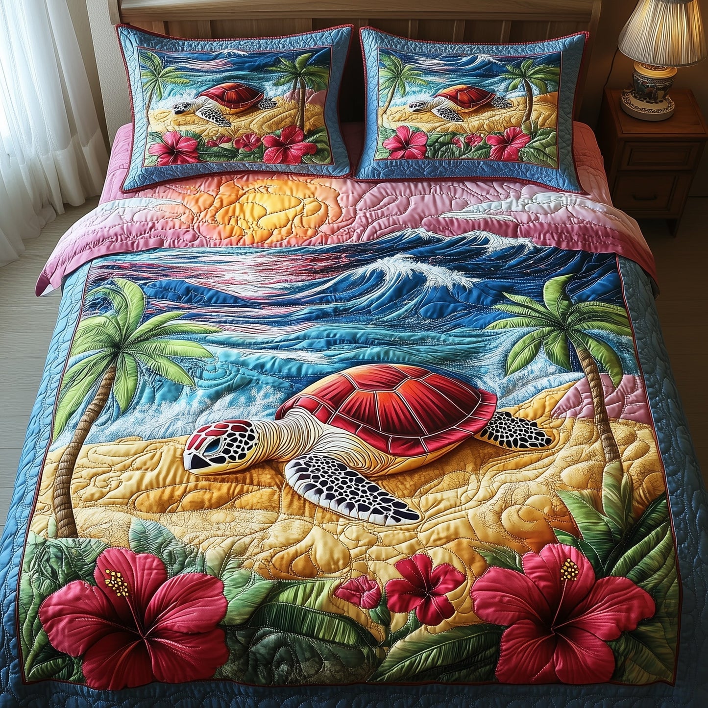 Golden Horizon Turtle 3-Piece Quilted Bedding Set GFTOTP6671