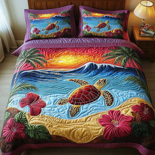 Golden Horizon Turtle 3-Piece Quilted Bedding Set GFTOTP6675