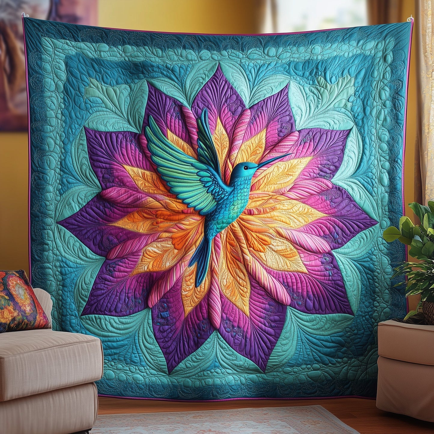 Hummingbird Haven Quilted Blanket GFTOTP6767