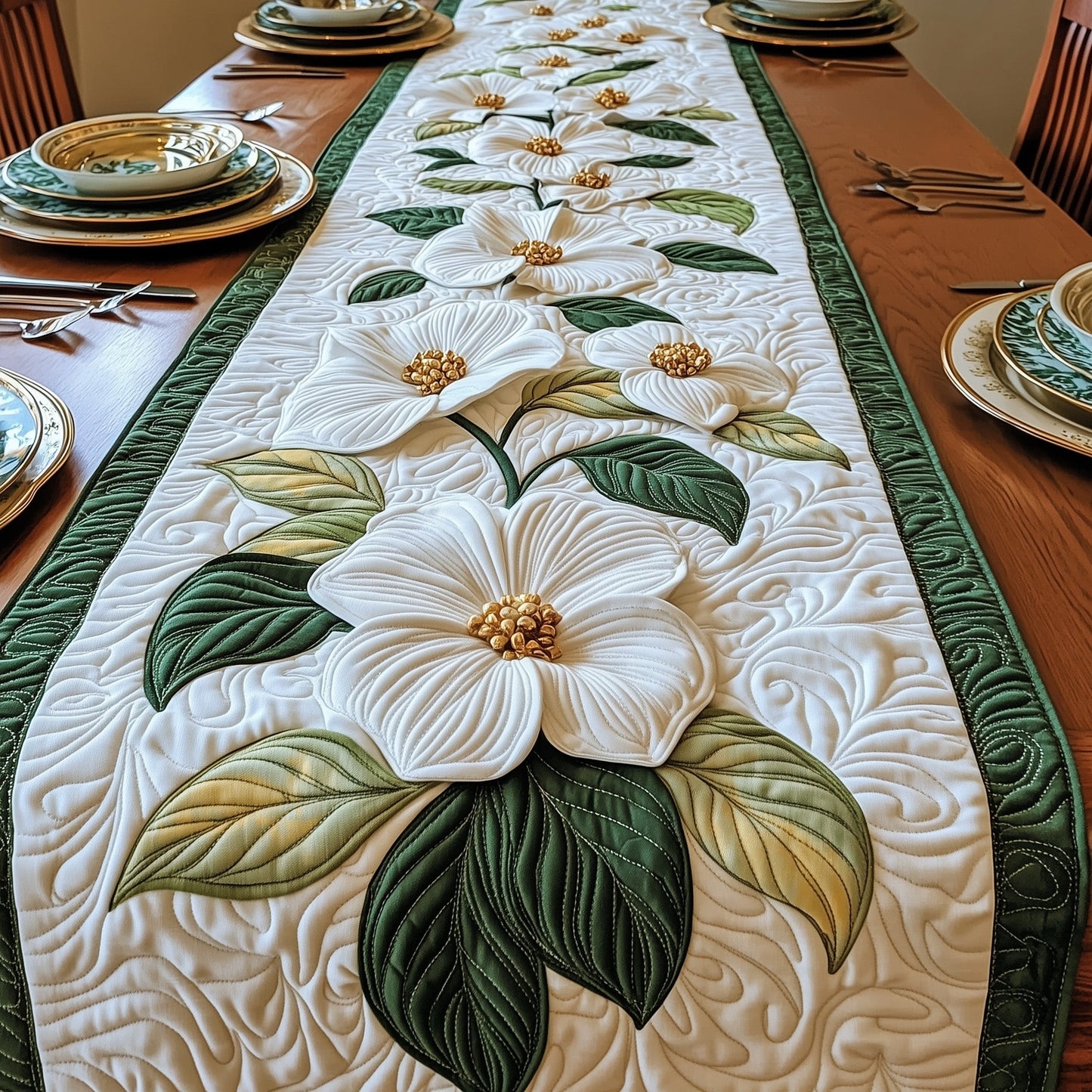 Petal Grace Dogwood Quilted Table Runner GFTOTP6781