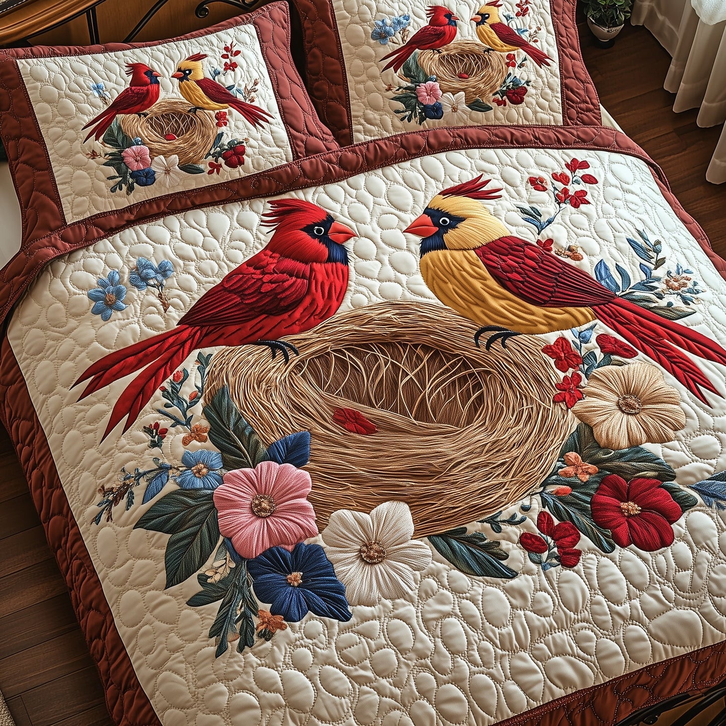 Cardinal Nest 3-Piece Quilted Bedding Set GFTOTP6795