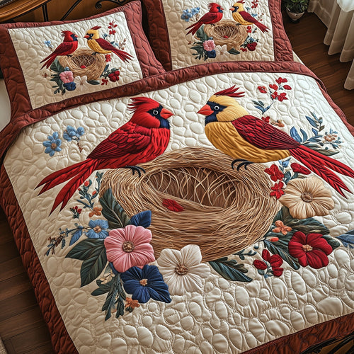 Cardinal Nest 3-Piece Quilted Bedding Set GFTOTP6795