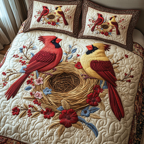 Cardinal Nest 3-Piece Quilted Bedding Set GFTOTP6796