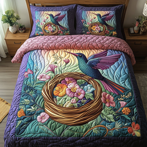 Hummingbird Haven 3-Piece Quilted Bedding Set GFTOTP6809