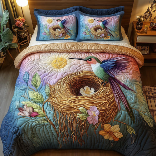 Hummingbird Haven 3-Piece Quilted Bedding Set GFTOTP6811