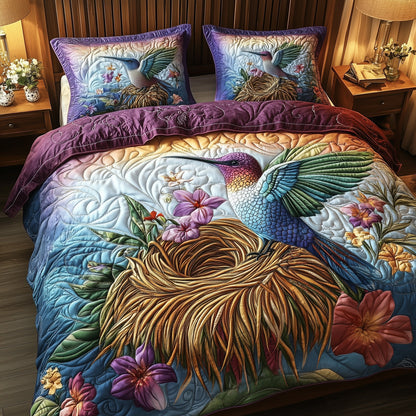 Hummingbird Haven 3-Piece Quilted Bedding Set GFTOTP6812