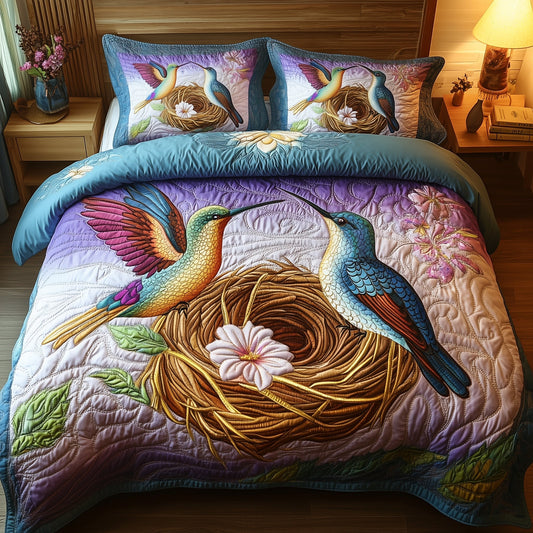 Hummingbird Haven 3-Piece Quilted Bedding Set GFTOTP6813