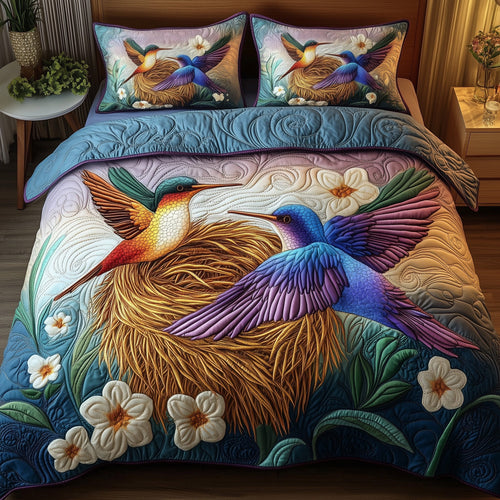 Hummingbird Haven 3-Piece Quilted Bedding Set GFTOTP6815