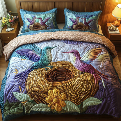 Hummingbird Haven 3-Piece Quilted Bedding Set GFTOTP6816