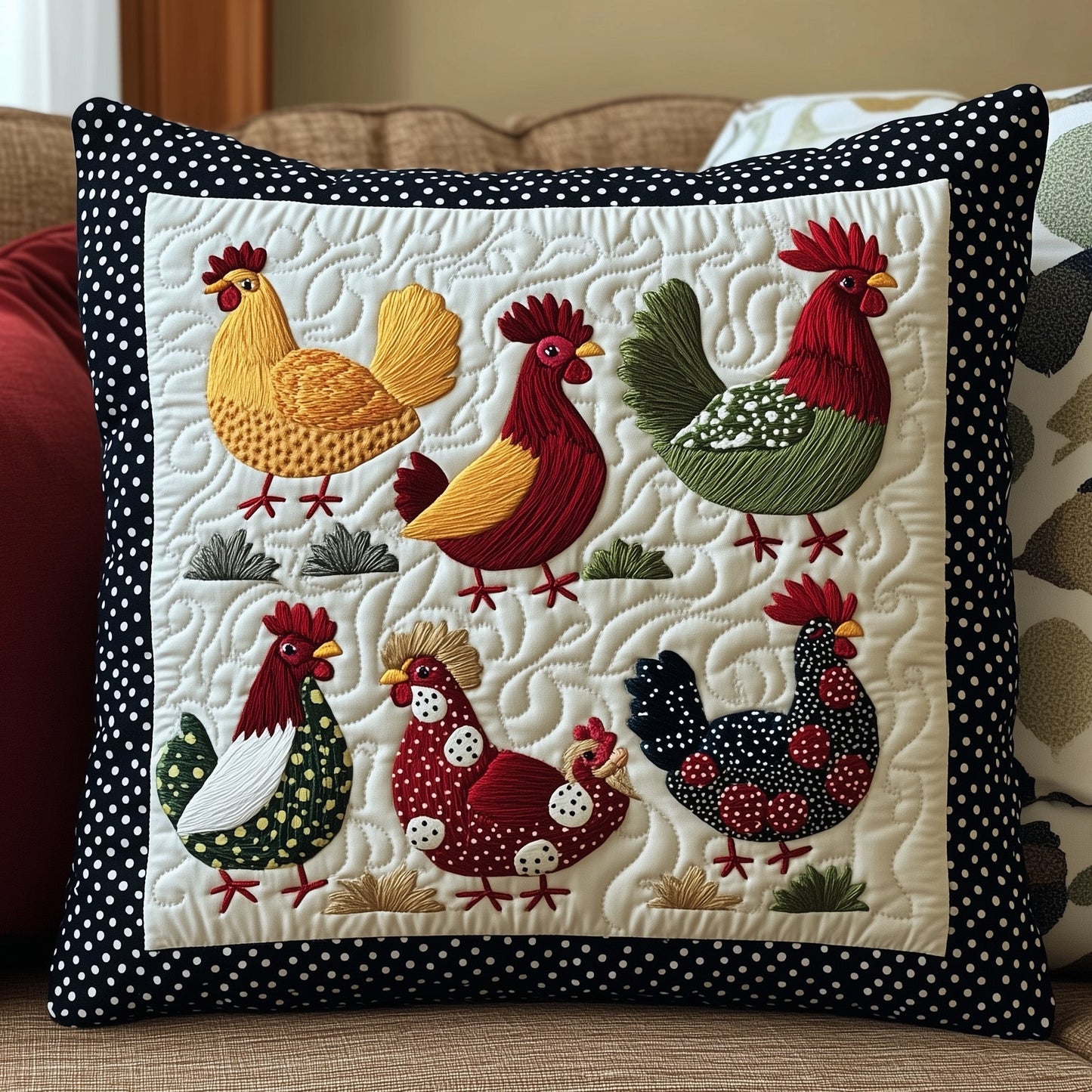 Whimsy Chicken Quilted Pillow Case GFTOTP6820