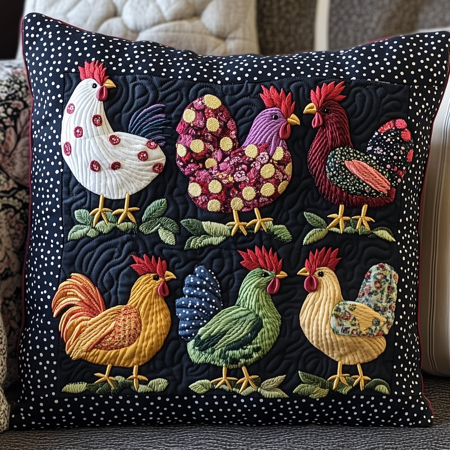Whimsy Chicken Quilted Pillow Case GFTOTP6821
