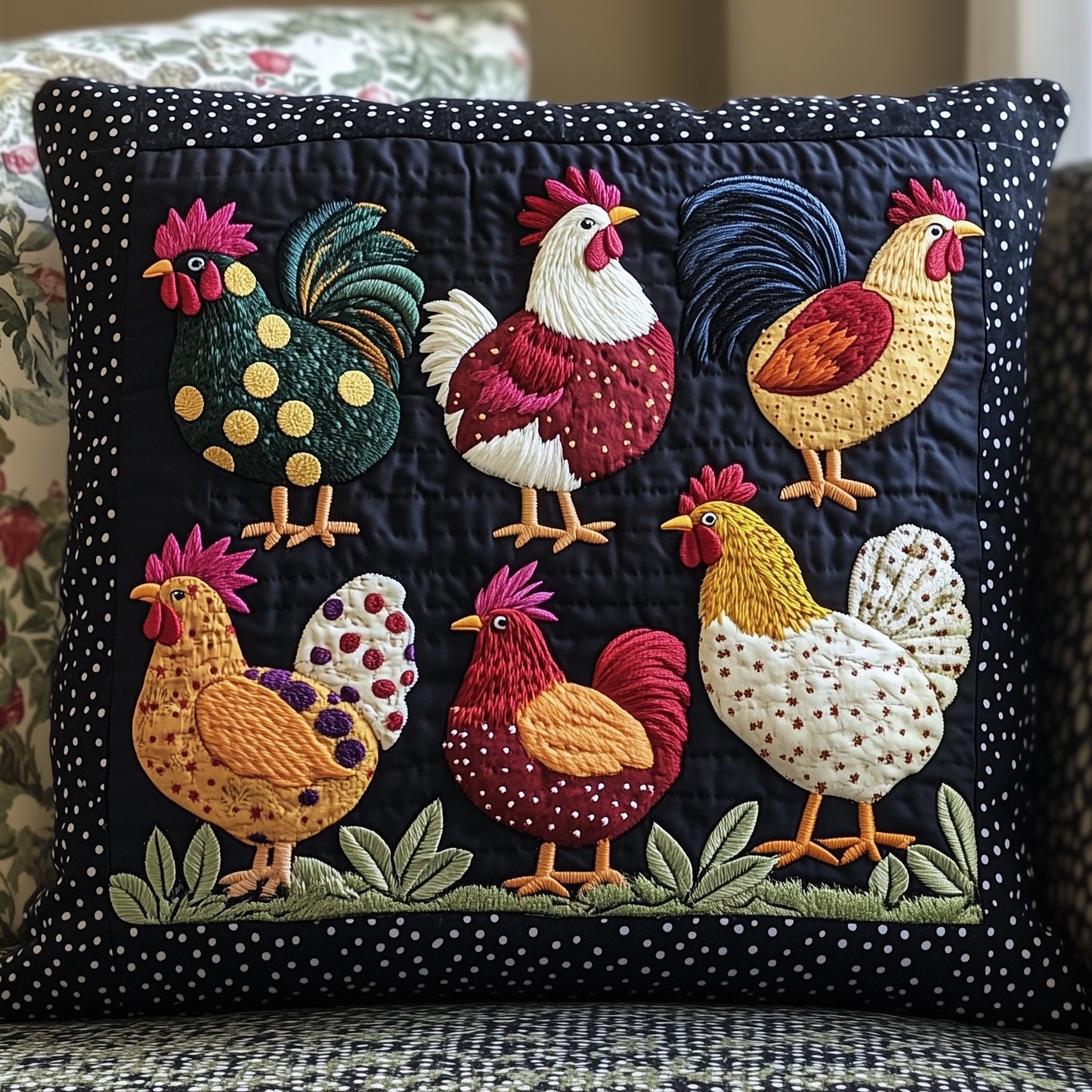Whimsy Chicken Quilted Pillow Case GFTOTP6822