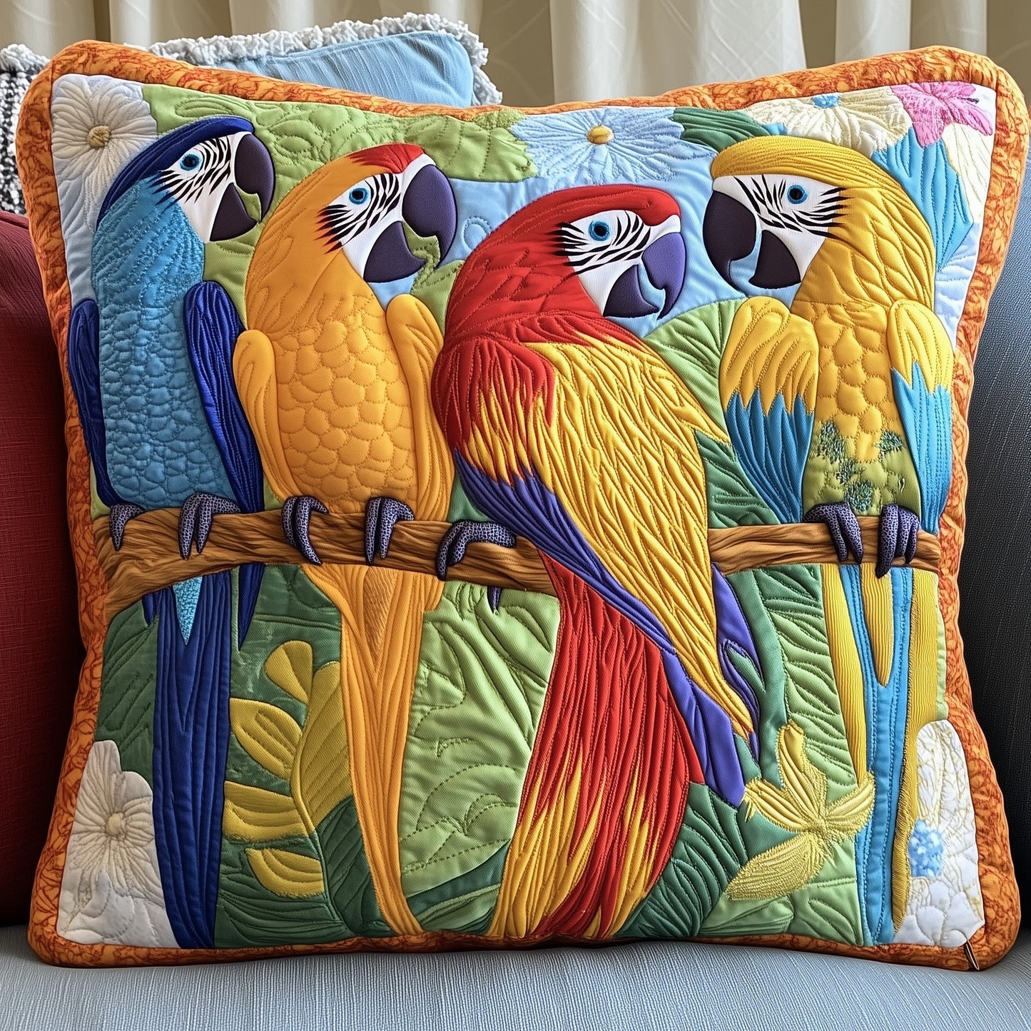 Tropical Parrot Quilted Pillow Case GFTOTP6823
