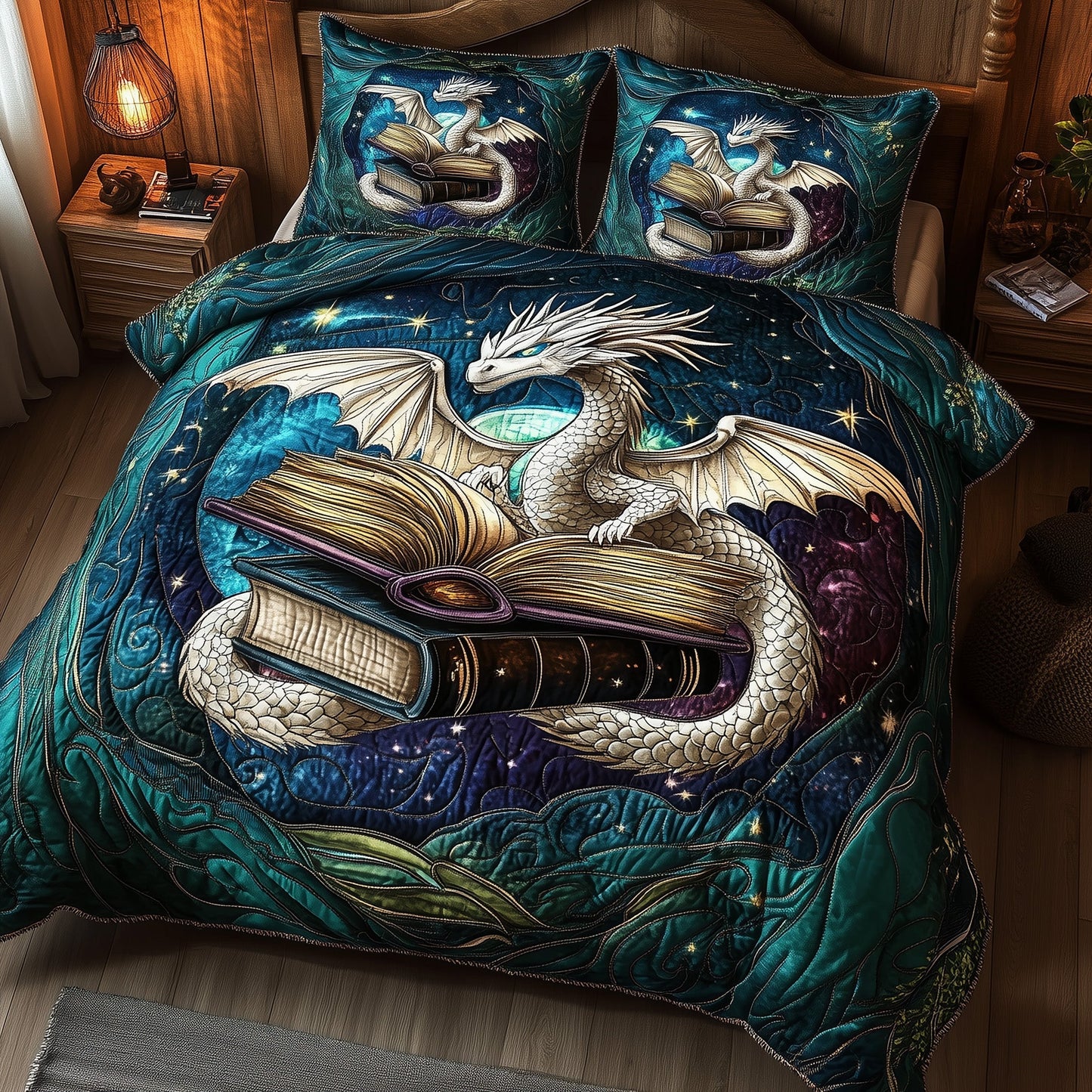 Celestial Dragon Reader 3-Piece Quilted Bedding Set GFTOTP6829