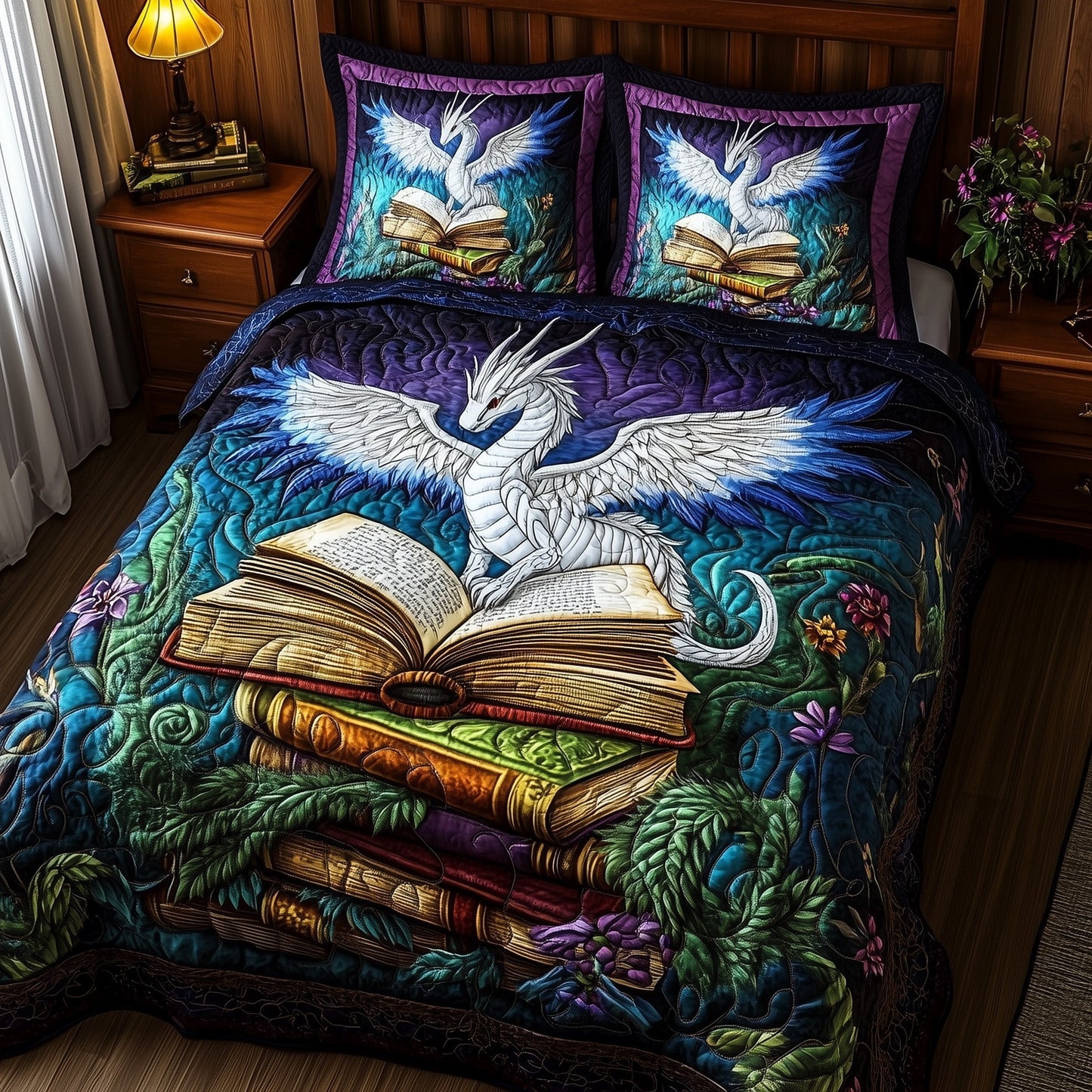 Celestial Dragon Reader 3-Piece Quilted Bedding Set GFTOTP6831