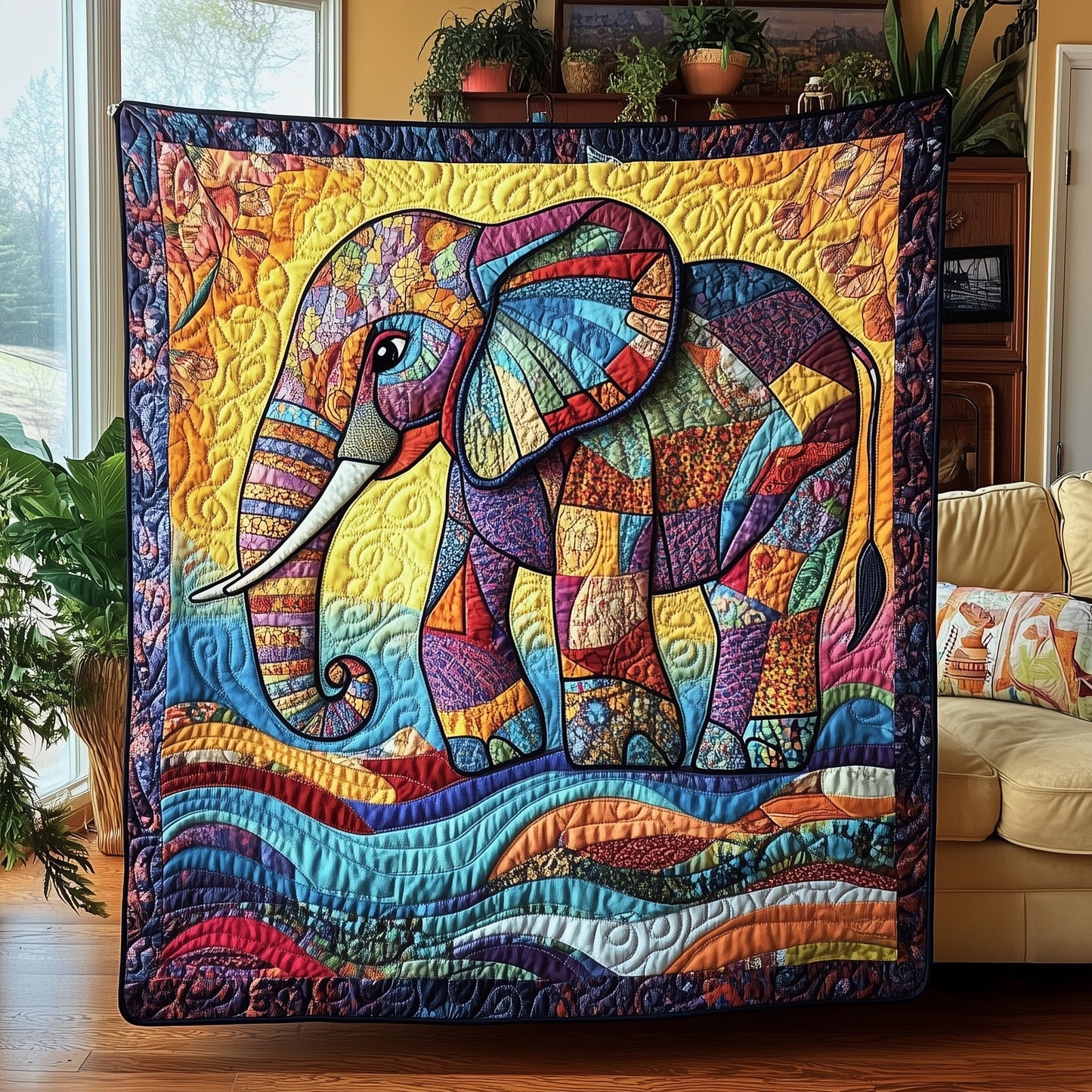 ColorSplash Elephant Quilted Blanket GFTOTP6847