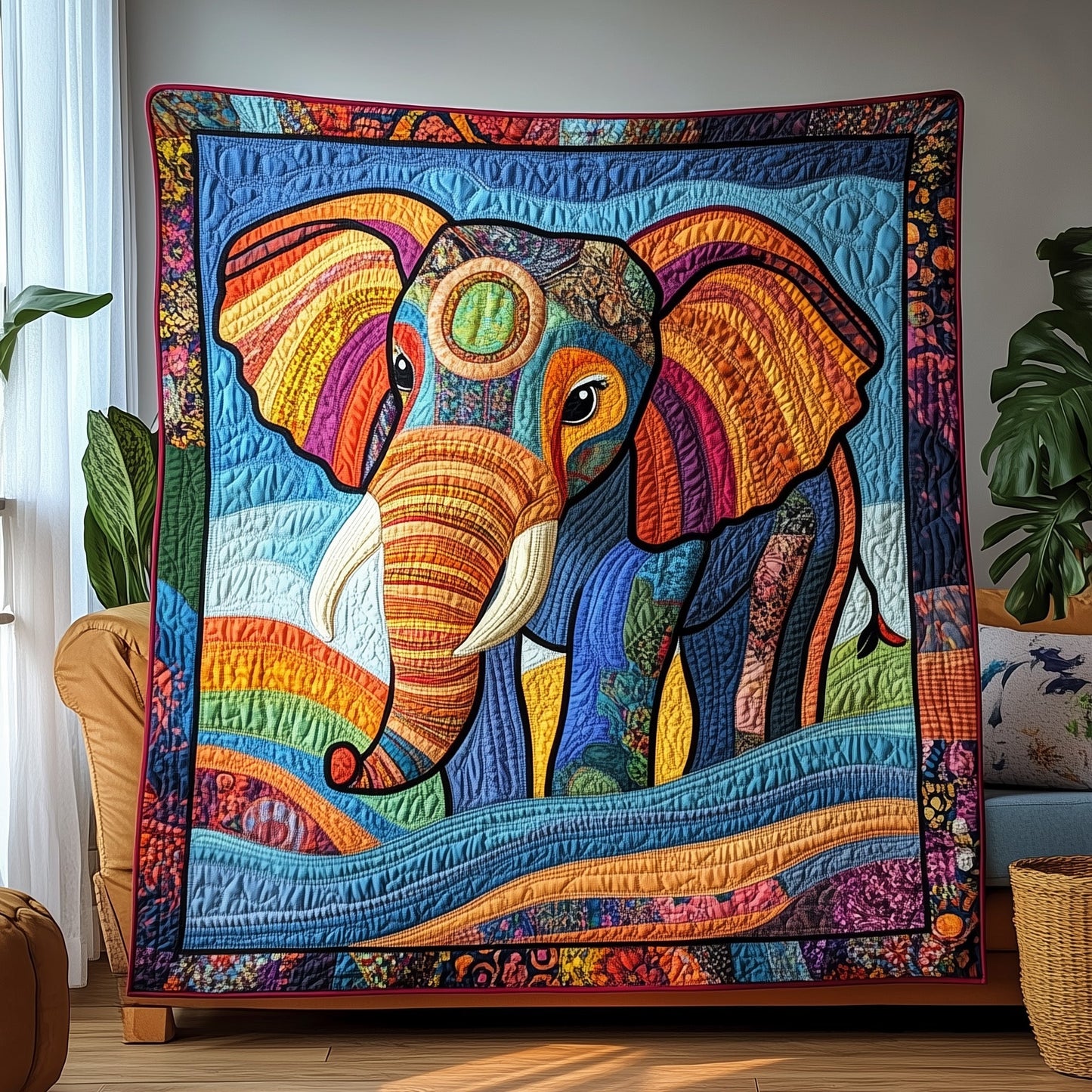 ColorSplash Elephant Quilted Blanket GFTOTP6848