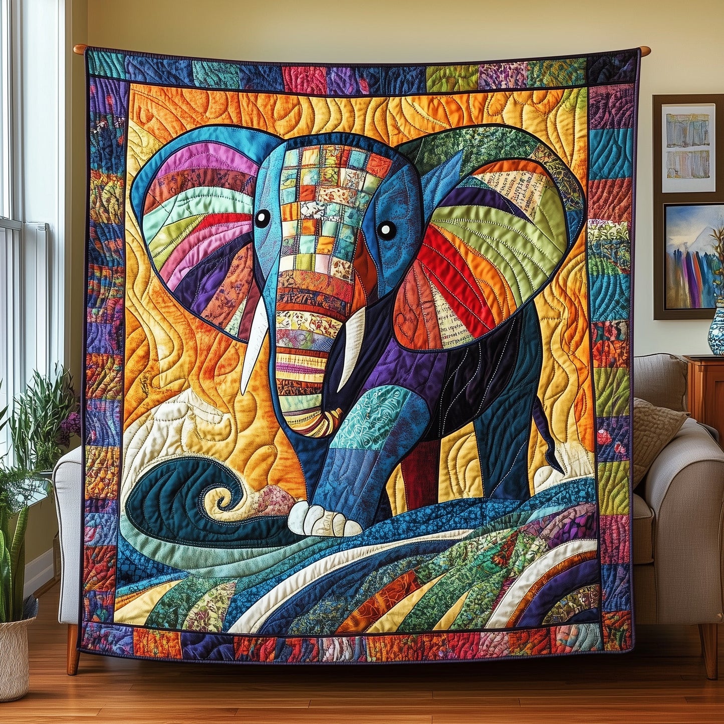 ColorSplash Elephant Quilted Blanket GFTOTP6852