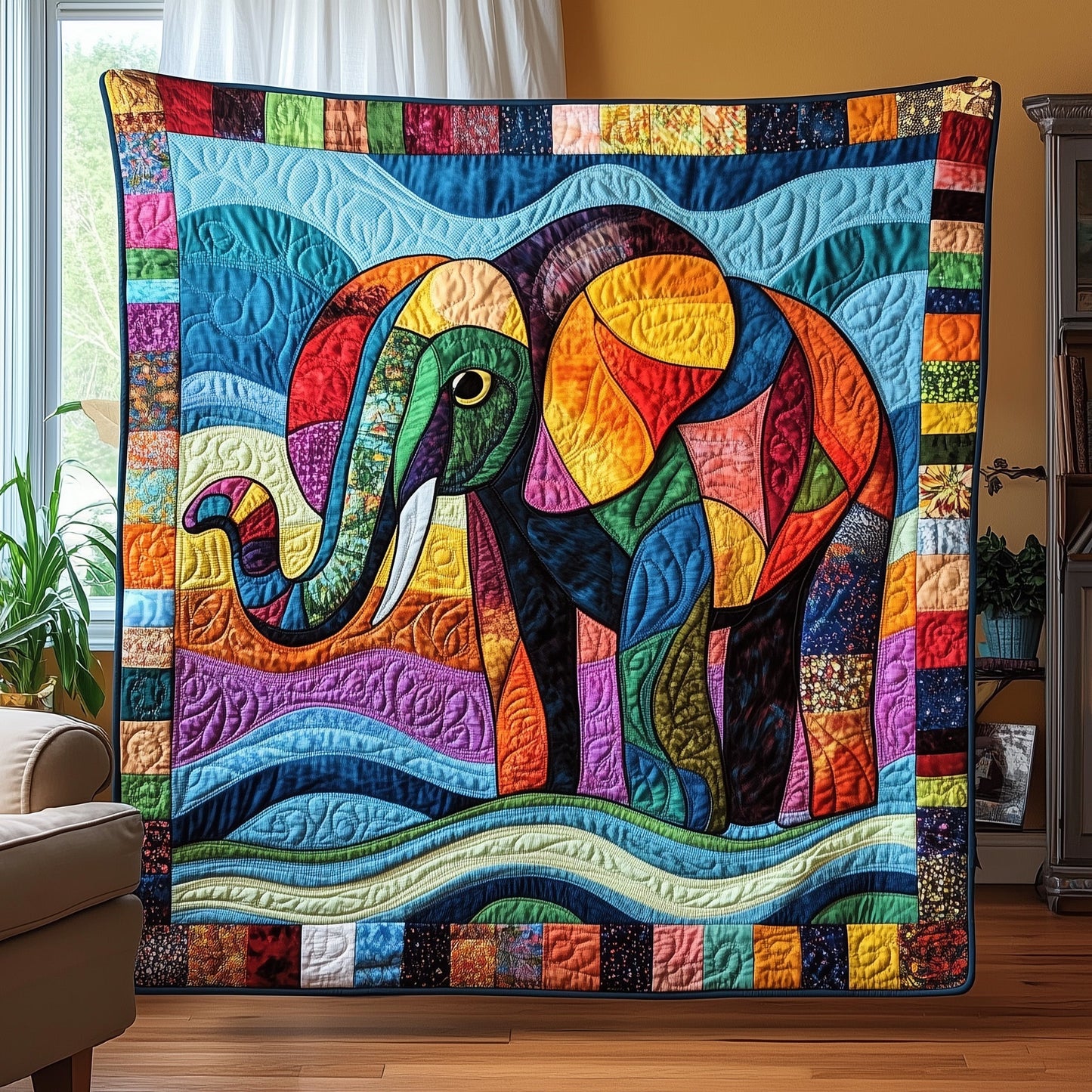 ColorSplash Elephant Quilted Blanket GFTOTP6853