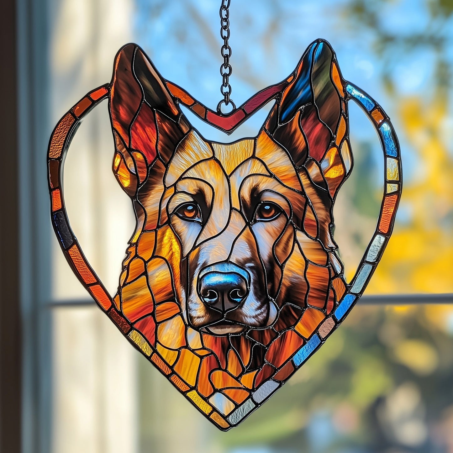 German Shepherd Stained Glass Suncatcher GFTOTP6895