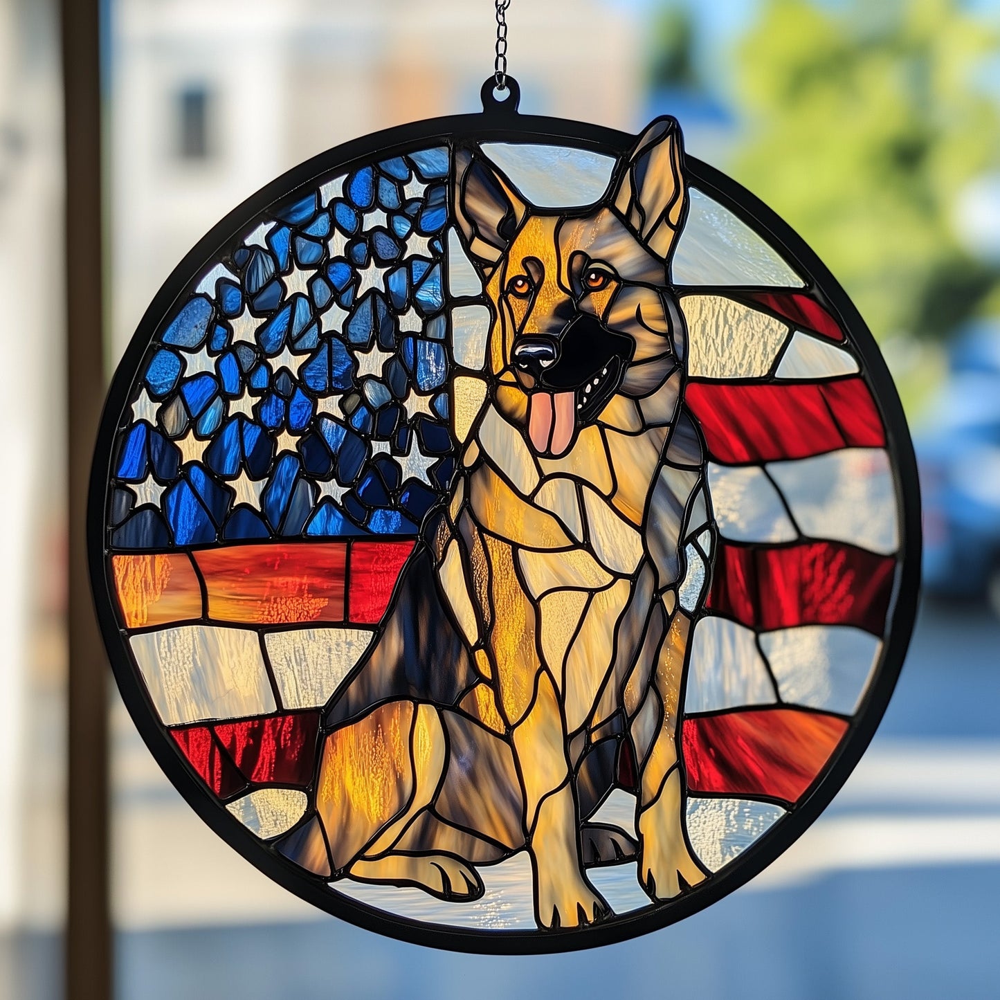 German Shepherd Stained Glass Suncatcher GFTOTP6896