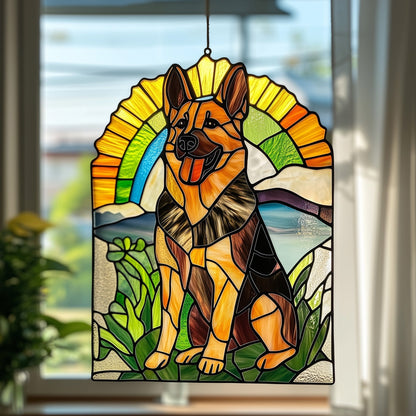 German Shepherd Stained Glass Suncatcher GFTOTP6898